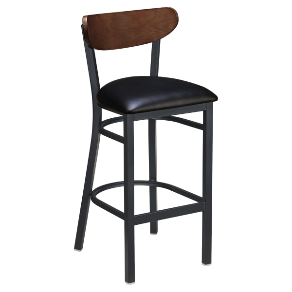 Curvy Metal Bar Stool with Wood Back Interior