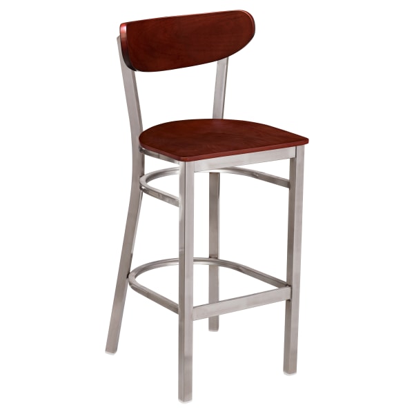 Curvy Bar Stool in Clear Coat with Wood Back Interior