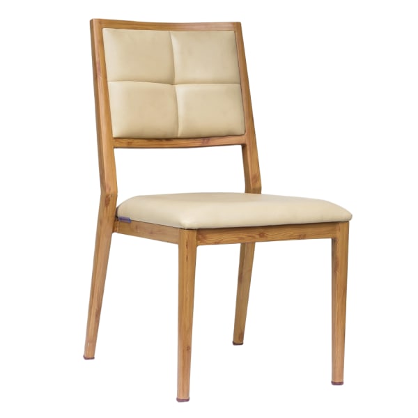 Milano Modern Padded Wood Grain Aluminum Chair Interior