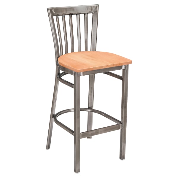 Clear Coat Elongated Back Metal Bar Stool Interior