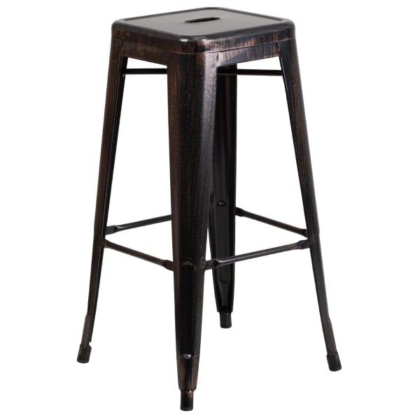 Black-Antique Gold Backless Bistro Style Bar Stool Interior