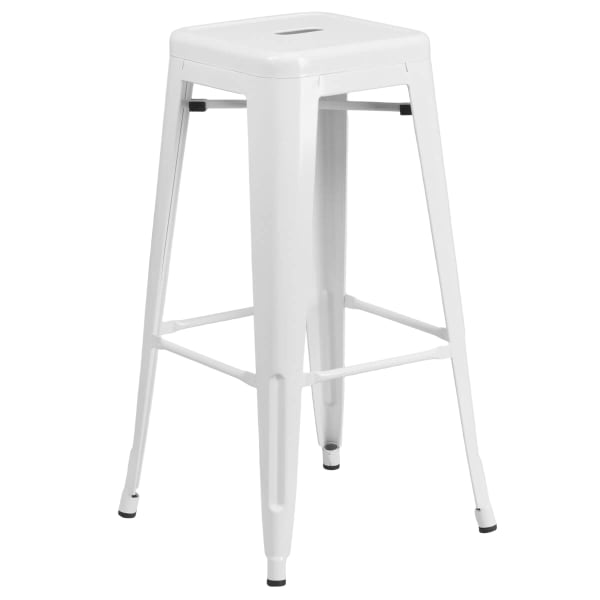 White Backless Bistro Style Bar Stool Interior