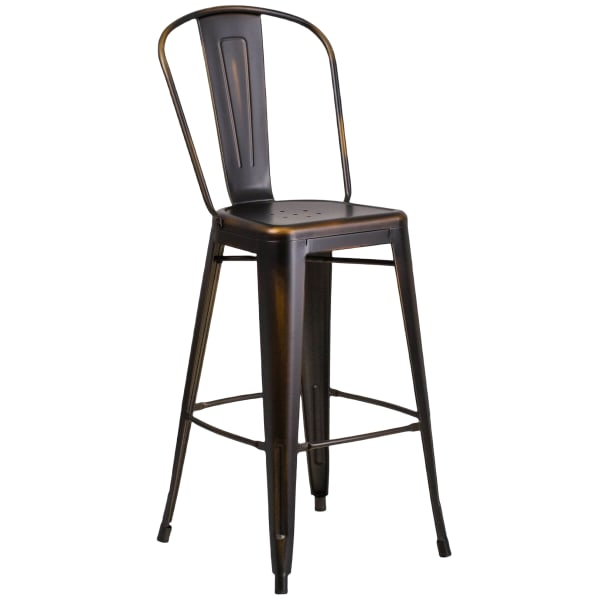 Distressed Bronze Bistro Style Metal Bar Stool Interior