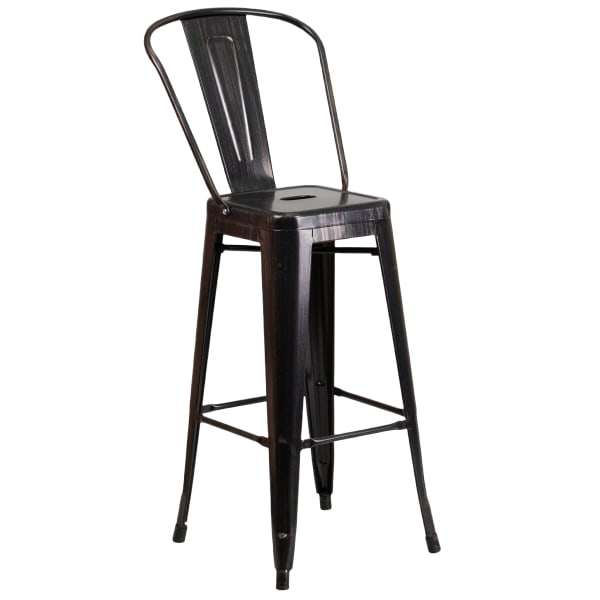 Antique Black and Gold Bistro Style Metal Bar Stool Interior