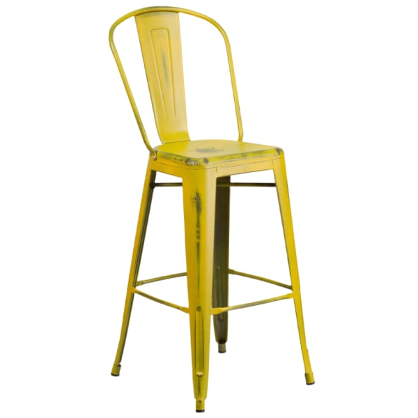 Distressed Yellow Bistro Style Bar Stool Interior