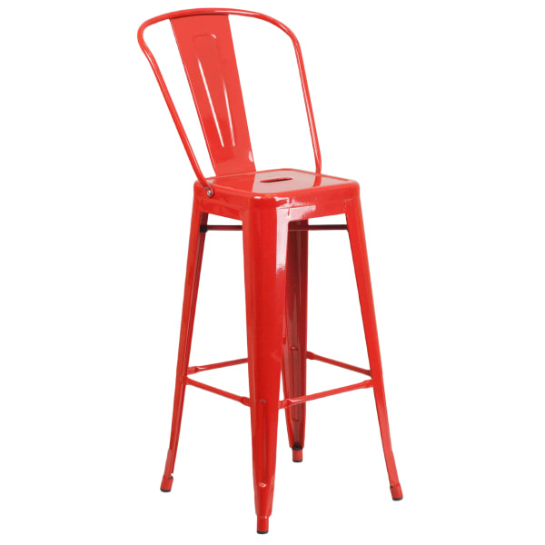 Red Bistro Style Metal Bar Stool Interior