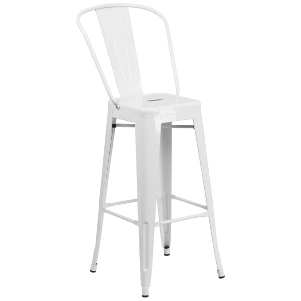 White Bistro Style Metal Bar Stool Interior