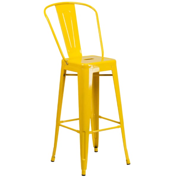 Yellow Bistro Style Metal Bar Stool Interior