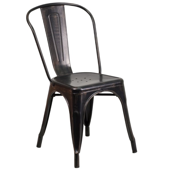 Antique Black- Gold Bistro Style Metal Chair Interior
