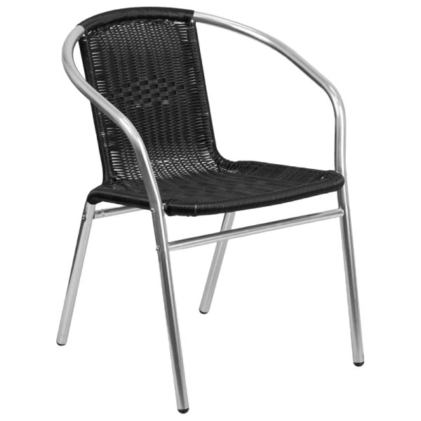 Economy Aluminum & Black Rattan Patio Chair Interior