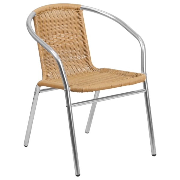 Economy Aluminum & Natural Rattan Patio Chair Interior