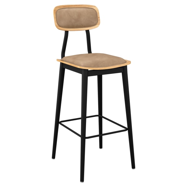 Basel Metal Bar Stool with Padded Back Interior