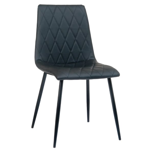 Lars Padded Metal Chair with Black Vinyl Upholstery Interior