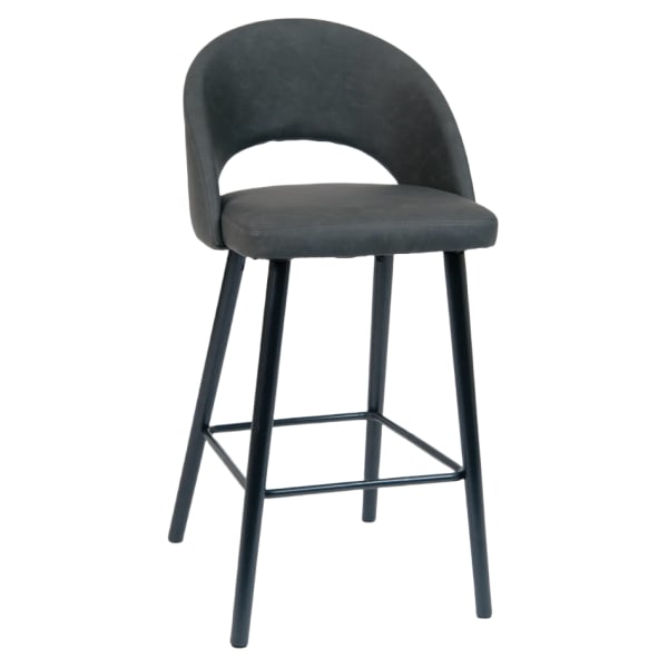 Dark Grey Vinyl Bar Stool with Black Legs Interior