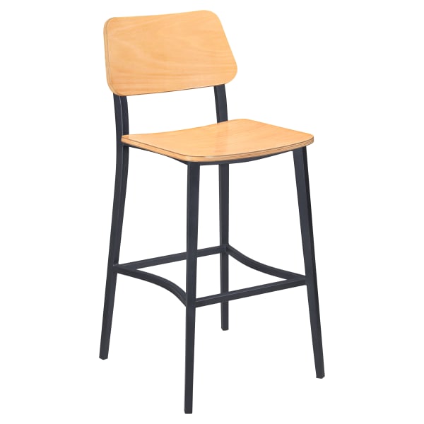 Luca Metal Bar Stool with Wood Back Interior