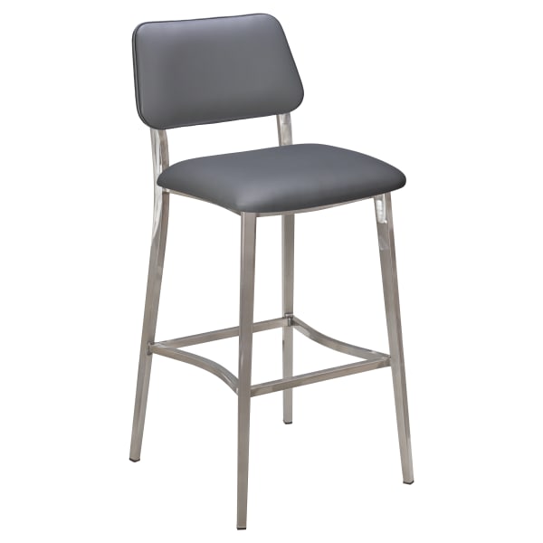 Luca Metal Bar Stool with Padded Back in Clear Coat Finish Interior