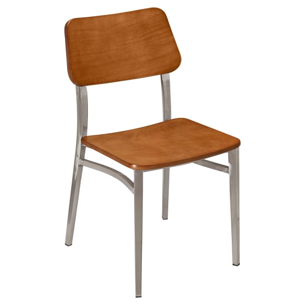 Luca Metal Chair with Wood Back in Clear Coat Finish Interior