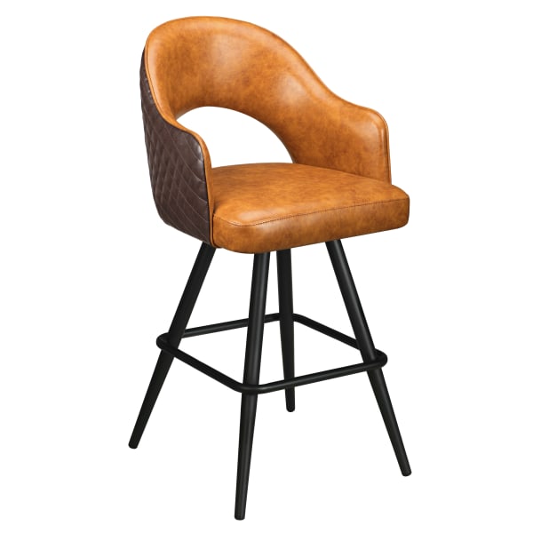 Invicta Premium Bucket Swivel Bar Stool with Square Frame Interior