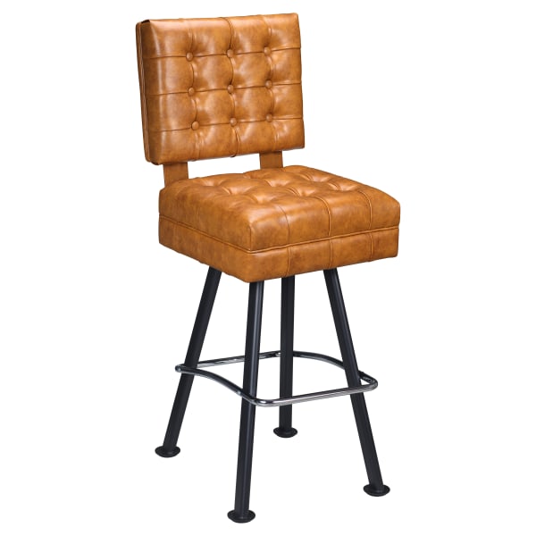 Trionfo Tufted Premium Bucket Bar Stool with Arched-Oval Frame Interior