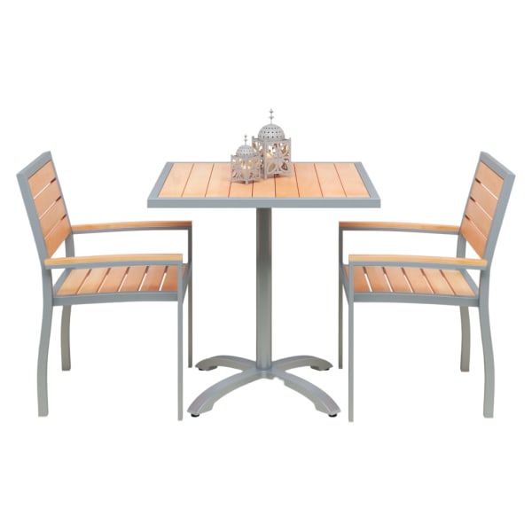 Set of 2 Grey Aluminum Arm Chairs with Table Interior