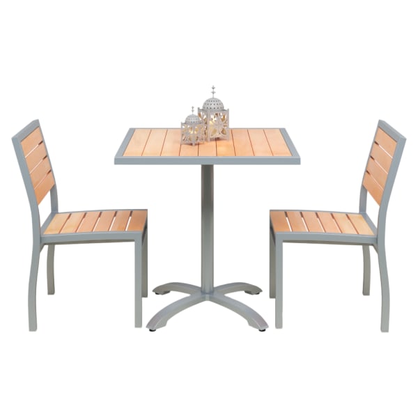 Set of 2 Grey Aluminum Side Chairs with Table Interior