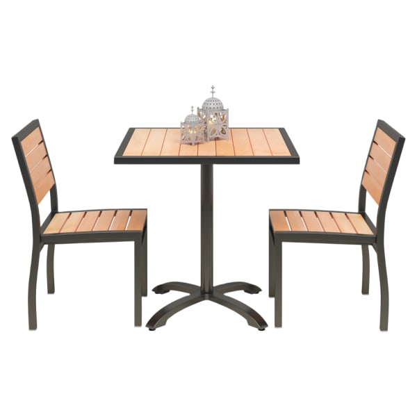 Set of 2 Black Aluminum Patio Chairs with Table Interior