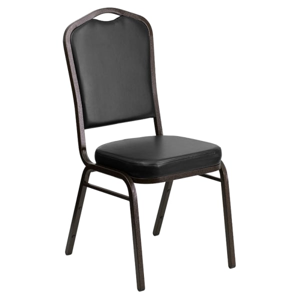 Gold Vein Metal Stack Chair in Black Vinyl Interior