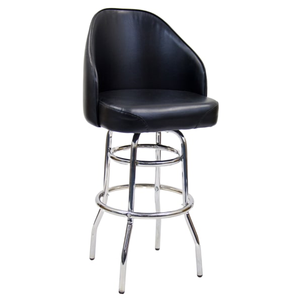 Chrome Swivel Bar Stool with Double Ring and Extra Curved Seat Interior