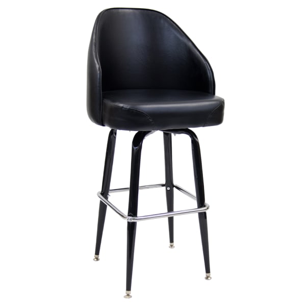 Swivel Bar Stool with Black Coated Frame & Extra Curved Bucket Seat Interior