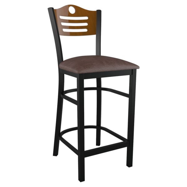 Interchangeable Back Metal Bar Stool with Slats & Circle Interior