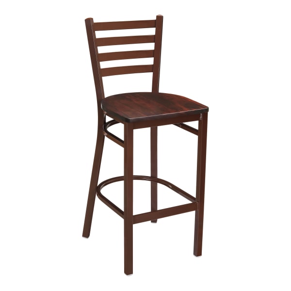 Ladder Back Metal Bar Stool With Brown Finish Interior