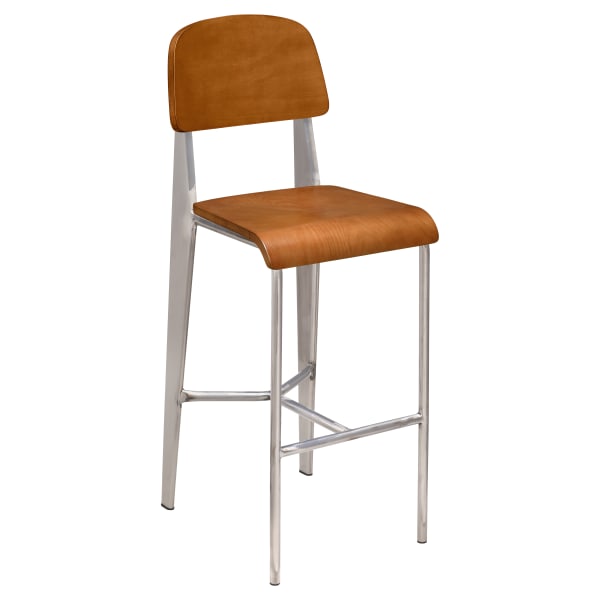 Nico Bar Stool with Wood Back in Clear Coat Finish Interior