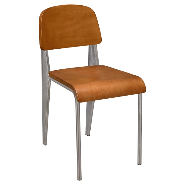 Nico Metal Chair with Wood Back in Clear Coat Finish Interior