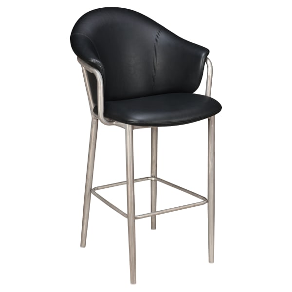 Kova Metal Bar Stool with Arms in Clear Coat Interior