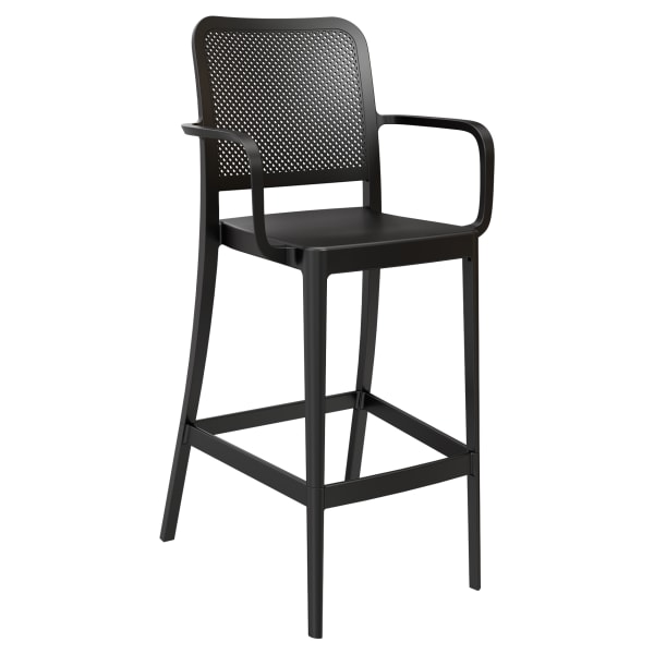 Rowan Perforated Outdoor Resin Bar Stool with Arms Interior