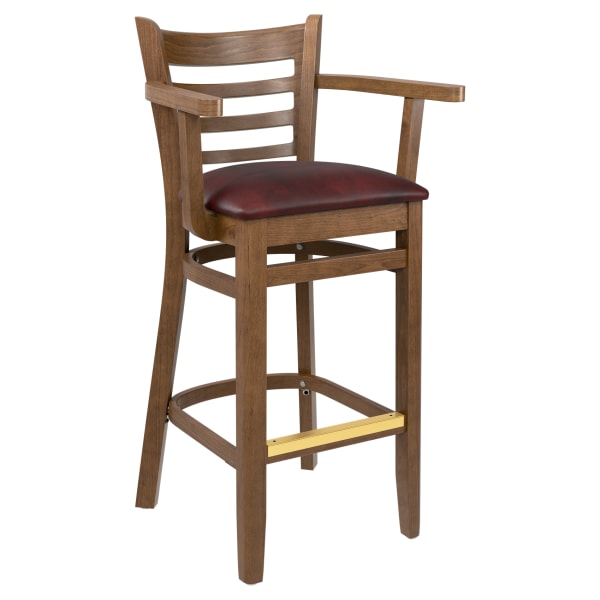 Premium US Made Ladder Back Bar Stool With Arms Interior