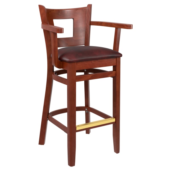 Premium US Made Duna Wood Bar Stool With Arms Interior