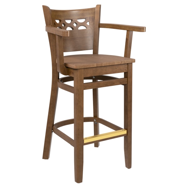Premium US Made Leonardo Wood Bar Stool With Arms Interior