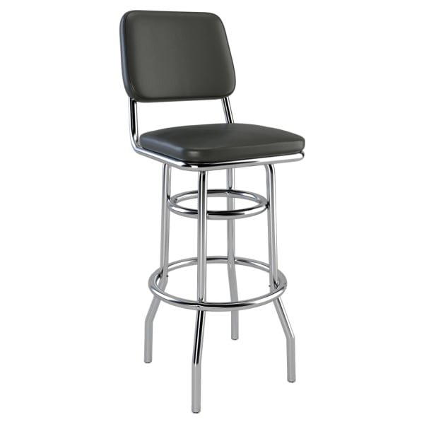 Laterca Diner Bar Stool with Double Ring Chrome Frame Interior