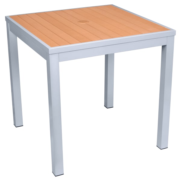 Aluminum Outdoor Table in Gray Finish and Faux Teak Interior