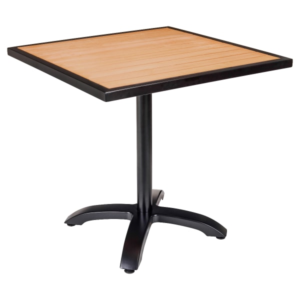 Black Aluminum Patio Tables with Faux Teak Top Interior