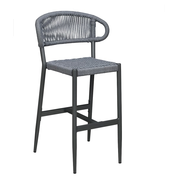 Marina Aluminum Outdoor Bar Stool in Glacier Gray Rope Interior