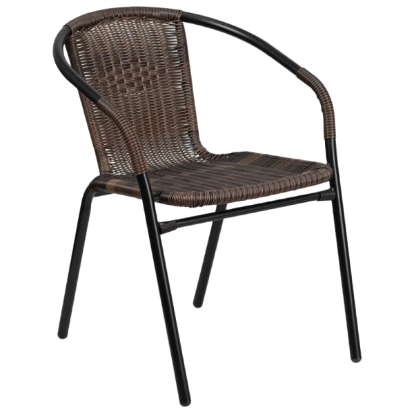 Dark Brown Indoor-Outdoor Rattan Restaurant Chair Interior