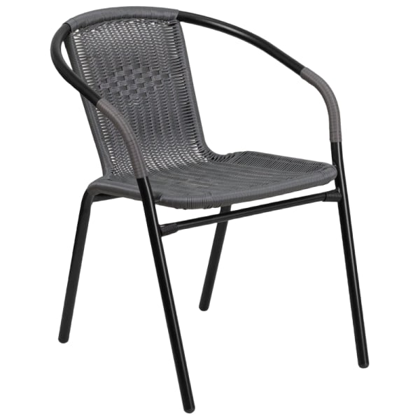 Grey Indoor-Outdoor Rattan Restaurant Chair Interior