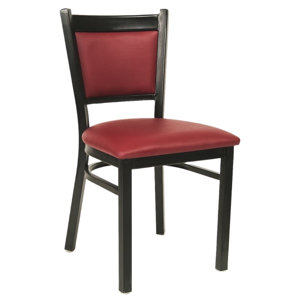 Black Metal Chair with Burgundy Vinyl Seat and Back Interior