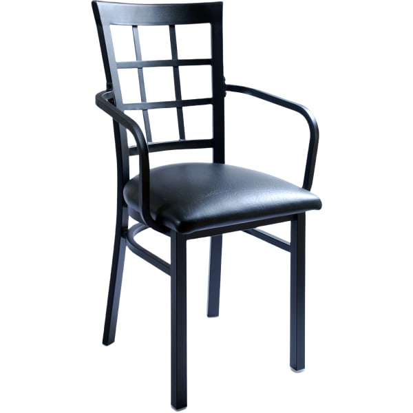 Window Back Metal Chair with Arms Interior