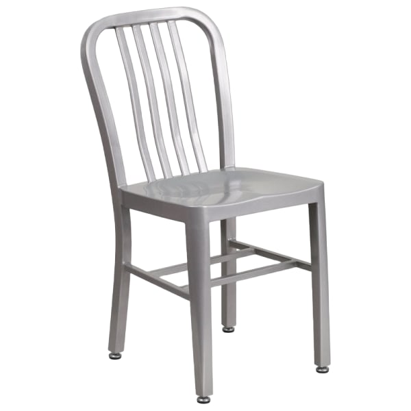 Patio Metal Chair in Silver Finish Interior