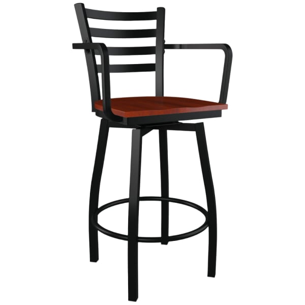 Swivel Ladder Back Metal Bar Stool With Arms Interior