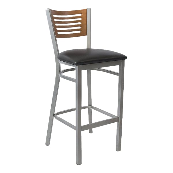 Silver Metal Barstool with 5 Slats Back Interior