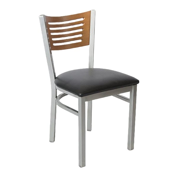 Silver Metal Chair with 5 Slats Back Interior